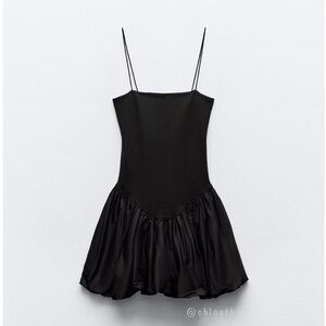 Zara MIXED RIB POPLIN BALLOON DRESS